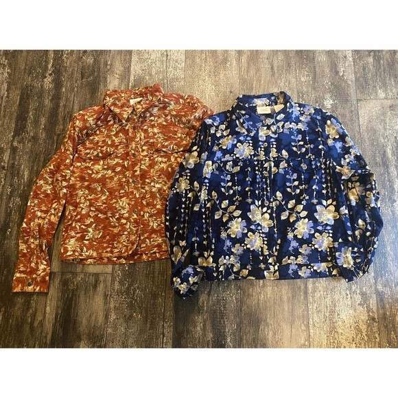 Baxter and Wells Women's button up Jackets size Large orange and blue - Picture 1 of 9